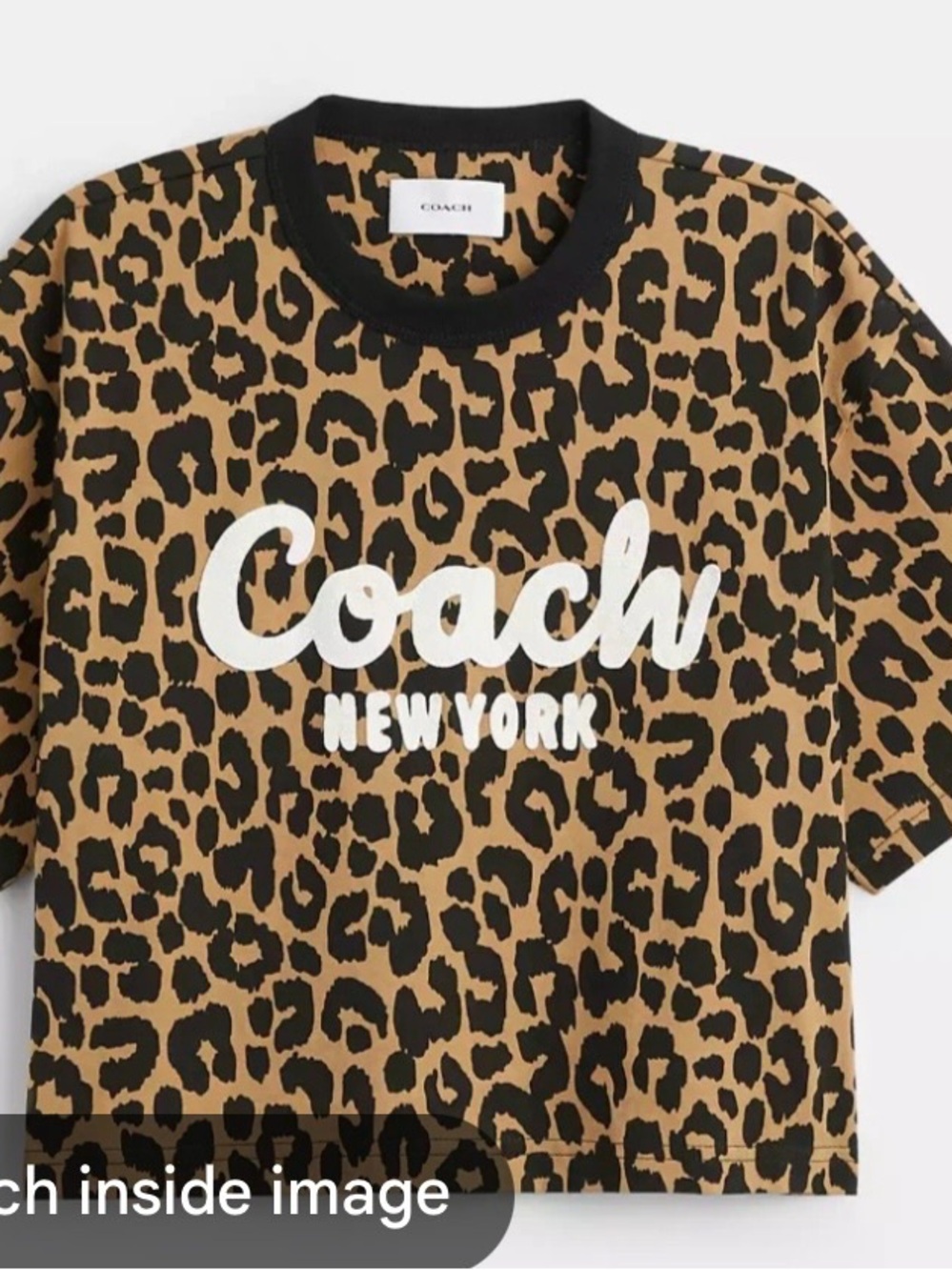 Coach New York Leopard Logo Crop Tee - Picture 2 of 11